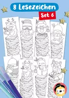 Vorschau - Mal- und Bastelvorlagen - 8 Lesezeichen zum Ausmalen – niedliche Wintermotive Set 6 - Deckblatt