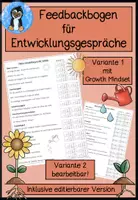 Vorschau - Arbeitsblätter - Entwicklungsgespräch Grundschule – Feedbackbogen & Reflexionsbogen (PDF) + editierbare Vorlage als PPTX (inkl. Growth Mindset) - Deckblatt