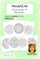 Vorschau - Mal- und Bastelvorlagen - Kostenlos: Mandalas zum Ausmalen Silvester & Neujahr – 7 feierliche Motive (Klasse 1, 2, 3, 4) - Deckblatt