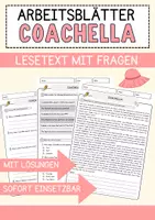 Vorschau - Arbeitsblätter - Coachella Englisch Arbeitsblatt Events and Celebrations Reading Comprehension - Deckblatt