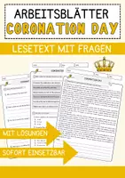 Vorschau - Arbeitsblätter - Coronation Day Englisch Arbeitsblatt Events and Celebrations Reading Comprehension - Deckblatt