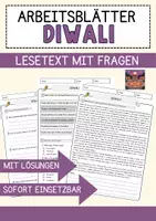 Vorschau - Arbeitsblätter - Diwali Englisch Arbeitsblatt Events and Celebrations Reading Comprehension - Deckblatt