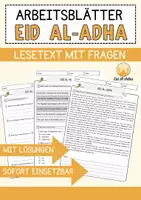 Vorschau - Arbeitsblätter - Eid al-Adha Englisch Arbeitsblatt Events and Celebrations Reading Comprehension - Deckblatt