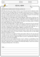 Vorschau - Arbeitsblätter - Eid al-Adha Englisch Arbeitsblatt Events and Celebrations Reading Comprehension - Seite 1