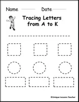 Aperçu - Feuilles d'exercices - Tracing Letters from (A to K) Worksheets for Preschoolers - Page 1