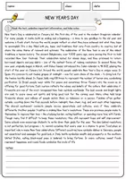 Vorschau - Arbeitsblätter - New Year_s Day Englisch Arbeitsblatt Events and Celebrations Reading Comprehension - Seite 1