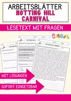 Vorschau - Arbeitsblätter - Notting Hill Carnival Englisch Arbeitsblatt Events and Celebrations Reading Comprehension - Deckblatt