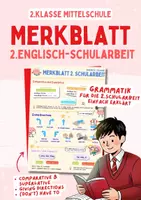 Vorschau - Merkblätter - Merkblatt 2.Englisch Schularbeit (2.Klasse Mittelschule) - Deckblatt