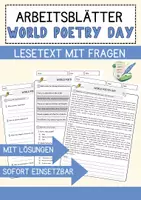 Vorschau - Arbeitsblätter - World Poetry Day Englisch Arbeitsblatt Events and Celebrations Reading Comprehension - Deckblatt