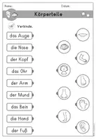 anteprima - Esercizi - Körper - Körperteile - Arbeitsblatt Wortschatz - DaZ/DaF (Esercizi e vocabolario: parti del corpo) - Pagina 3