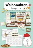 Vorschau - Arbeitsblätter - Lesen Weihnachten: Lesepuzzle | Erstlesen, Lesetraining DAZ - Deckblatt