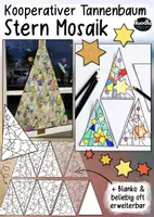 Vorschau - Mal- und Bastelvorlagen - Kooperativer Tannenbaum - Muster: Stern Mosaik Weinter Weihnachten - Deckblatt