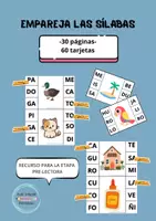 Vista previa - Hojas de trabajo - 60 tarjetas. Empareja las 2 sílabas. Etapa pre-lectora. - Portada