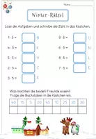Vorschau - Stationenlernen - Einmaleins 5er-Reihe – Weihnachtsrätsel Mathematik 2. Klasse mit Lösungswort - Seite 1