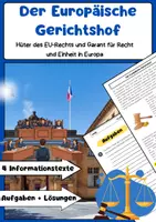Vorschau - Arbeitsblätter - Der Europäische Gerichtshof: EU-Recht, Aufgaben, Aufbau, Verfahren - Deckblatt