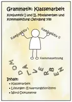 Vorschau - Klassenarbeiten - Grammatik. Klassenarbeit (Jahrgang 7/8). Konjunktiv I und II, Modalverben und Kommasetzung - Deckblatt