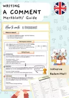 Vorschau - Arbeitsblätter - How to write a comment - Merkblatt/ Guide (ideal für alle Jahrgangsstufen) INKLUSIVE REDEMITTEL - Deckblatt