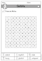 anteprima - Esercizi - Gefühle - Arbeitsblatt Suchsel differenziert - DaZ DaF Sprachförderung (Cruciverba sulle emozioni) - Pagina 3