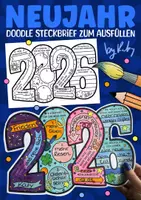 Vorschau - Mal- und Bastelvorlagen - 2026 Doodle Steckbrief zum Ausfüllen im Neujahr - Ausblick auf das neue Jahr - Deckblatt