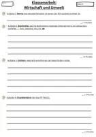 Vorschau - Test - Klassenarbeit Wirtschaft und Umwelt (+ LE Version und Erwartungshorizont) - Seite 1