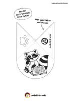 Vorschau - Mal- und Bastelvorlagen - Leszeichen Ecke – Waschbär mit Buch - Seite 1