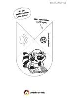 Vorschau - Mal- und Bastelvorlagen - Lesezeichen Ecke – Waschbär schreibt - Seite 1