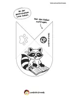 Vorschau - Mal- und Bastelvorlagen - Lesezeichen Ecke – Waschbär schreibt - Seite 1
