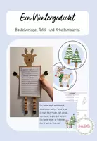 Vorschau - Mal- und Bastelvorlagen - Bastelvorlage Winter / Gedicht Weihnachten / Wintergedicht / Rentier - Deckblatt