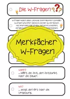 Vorschau - Mal- und Bastelvorlagen - Merkfächer W-Fragen für Sachtexte und Leseverstehen für den Deutschunterricht / DAZ (Klasse 4 5 6 7) - Deckblatt
