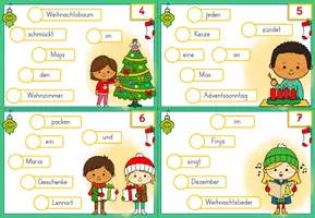 Vorschau - Stationenlernen - Weihnachten Schüttelsätze | Karteikarten Weihnachten | Deutsch Klasse 1-4 - Seite 2