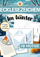 Vorschau - Mal- und Bastelvorlagen - Eck-Lesezeichen basteln - Im Winter - Deckblatt