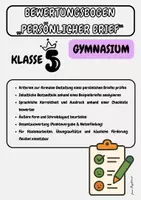 Vorschau - Lehrpläne/Lehrermaterial - Checkliste & Bewertungsbogen: Persönlicher Brief Klasse 5 - Deckblatt