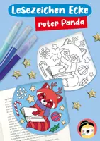 Vorschau - Mal- und Bastelvorlagen - Lesezeichen Ecke – roter Panda mit Weihnachtsmotiven - Deckblatt