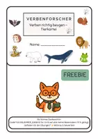 Vorschau - Arbeitsblätter - Freebie Verben beugen und konjugieren im Präsens – Tierkartei Deutsch 2./3. Klasse kostenlos! - Seite 1