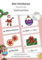 Vorschau - Spiele - 34 Bildkarten / Wortkarten Weihnachten mit/ohne Silbenschrift - Deckblatt