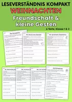 Vorschau - Arbeitsblätter - Freundschaft & kleine Gesten | Leseverständnis, Klasse 1 + 2 - Deckblatt