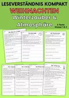 Vorschau - Arbeitsblätter - Winterzauber und Atmosphäre | Leseverständnis, Klasse 1 + 2 - Deckblatt