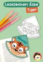 Vorschau - Mal- und Bastelvorlagen - Lesezeichen Ecke – Tiger - Deckblatt
