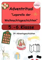 Vorschau - Unterrichtsreihen - 🎄24 Geschichten Adventsritual für die 5./6. Klasse – mit 24 Vorlesegeschichten & kreativem Leporello! - Deckblatt