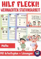 Vorschau - Arbeitsblätter - Mathe Stationsarbeit Weihnachten - Hilf Flecki! Klasse 2 & Klasse 3 Grundschule - Deckblatt