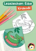 Vorschau - Mal- und Bastelvorlagen - Lesezeichen Ecke – Krokodil auf Luftmatratze - Deckblatt