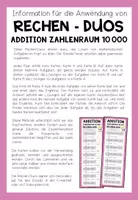 Vorschau - Aufgabenkarten - ADDITION (Zahlenraum 10 000) - 3 Rechen-Duos - Seite 1
