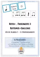 Vorschau - Stationenlernen - Noten-, Pausenwerte-Challenge in Stationenarbeit - Deckblatt