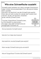 Vorschau - Arbeitsblätter - Der Schnee - Sachtexte für Erstleser | Leseverständnis Klasse 1 & 2 - Seite 2