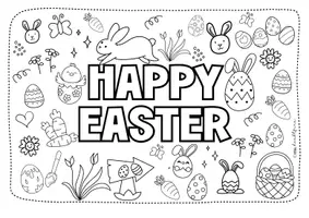 anteprima - Materiale per pittura e bricolage - Doodle da colorare | Buona Pasqua | Gratuito - Pagina 1