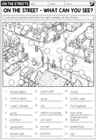 Vorschau - Arbeitsblätter - On the Streets – Wortschatz und Writing Englisch | 3-fach differenziertes Arbeitsblatt 4.–5. Klasse - Seite 1