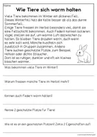 Vorschau - Arbeitsblätter - Tiere im Winter - Sachtexte für Erstleser | Leseverständnis Klasse 1 & 2 - Seite 1