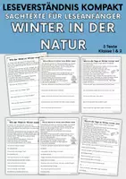 Vorschau - Arbeitsblätter - Winter in der Natur - Sachtexte für Erstleser, Leseverständnis Klasse 1 & 2 - Deckblatt