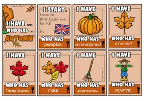 anteprima - Giochi - Autumn | Fall | Gioco di lettura: "I have... who has..." - Pagina 1