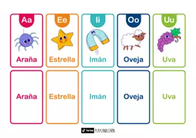 Vista previa - Juegos / Gamificación - Tarjetas Didácticas de Vocales: Letras, Imágenes y Palabras / 40 tarjetas - Portada